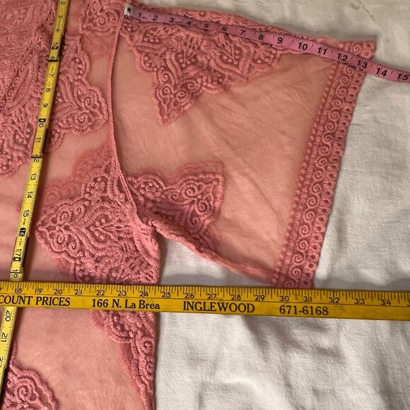 Pink Sheer Lace Kimono Cardigan Cover-Up Feminine 2XL-3XL Boho Long Elegant Sexy - Picture 7 of 12
